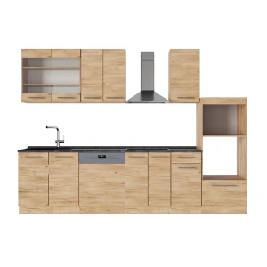 Køkkenrække Fame-Line Gold power oak 300 cm med højskab, BP Antracit Vicco