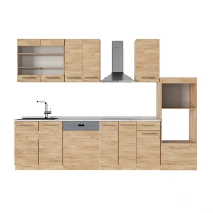 Køkkenrække Fame-Line Gold power oak 300 cm med højskab, BP Marmor Vicco