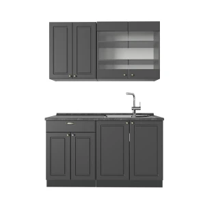 Singlekøkken Fame-Line Anthrazit-Gold Landhaus 140 cm , BP Antracit Vicco