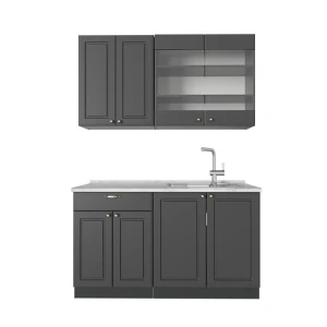 Singlekøkken Fame-Line Anthrazit-Gold Landhaus 140 cm , BP Marmor Vicco