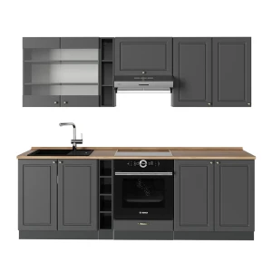 Køkkenrække Fame-Line Anthrazit-Gold Landhaus 235 cm , BP Eg Vicco