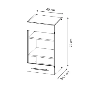 Küchenglasschrank Fame-Line Anthrazit-Gold Landhaus 40 cm Vicco