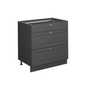 Køkkenskab Fame-Line Anthrazit-Gold Landhaus 80 cm med 3 skuffer, BP Marmor Vicco