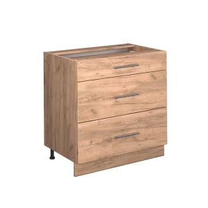Køkkenskab Fame-Line Gold power oak 80 cm med 3 skuffer, BP Marmor Vicco
