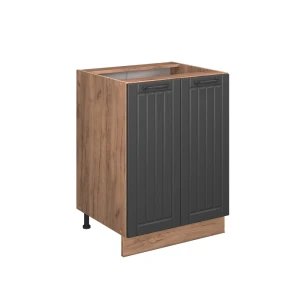 Mobiletto base cucina Fame-Line Grigio scuro 60 cm, Piano di lavoro Rovere Vicco