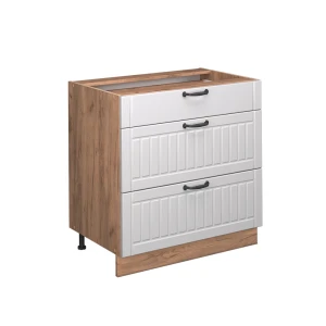 Kitchen base cabinet Fame-Line White country house 80 cm with 3 drawers, without worktop Vicco