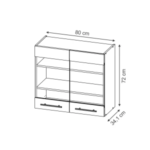 Küchenglasschrank Fame-Line Anthrazit Hochglanz 80 cm Vicco