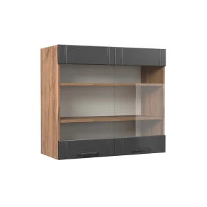 Keittiön lasikaappi Fame-Line Tumman harmaa 80 cm Vicco