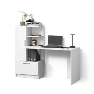 Schreibtisch Lorena Weiß 150 x 120.1 cm mit 2 Türen livinity®