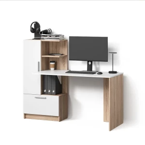 Schreibtisch Lorena Sonoma/Weiß 150 x 120.1 cm mit 2 Türen livinity®