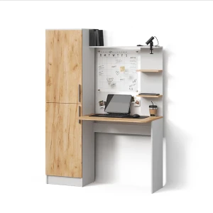 Schreibtisch Rina Weiß/Goldkraft Eiche 122.9 x 168 cm livinity®