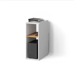 PC-Schrank Lorena Weiß/Goldkraft Eiche 28.5 x 72 cm mit 2 Fächern livinity®
