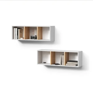 Wandregal Lorena Weiß/Goldkraft Eiche 90 x 30 cm 2er Set livinity®