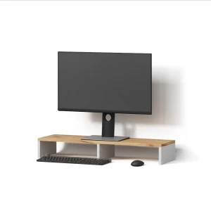 Monitorständer Lorena Weiß/Goldkraft Eiche 80 x 12 cm livinity®