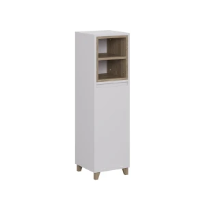 Midt skab Elnor Hvid/eg 30 x 105 cm med udfoldelig vasketøjskurv Vicco