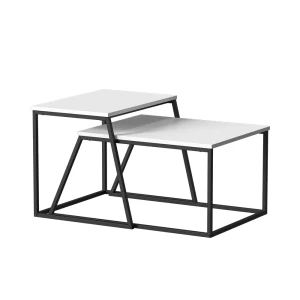 Sofabordssæt Myra Hvid/sort 60 x 50 cm 2 dele Vicco