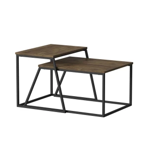 Sofabordssæt Myra Rustik eg/sort 60 x 50 cm 2 dele Vicco