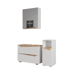 Badmöbel-Set Marelle Weiß 3 Teile mit Midischrank Vicco