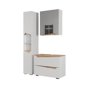 Badmöbel-Set Marelle Weiß 3 Teile mit Hochschrank Vicco