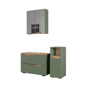 Badkamermeubelset Marelle Groen/Kunstzinnig 3 delen met midi-kast Vicco