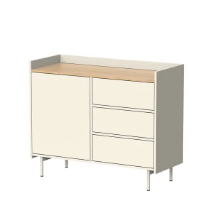 Sidebord Velina Creme 100 x 82 cm med 3 skuffer og 1 låge Vicco