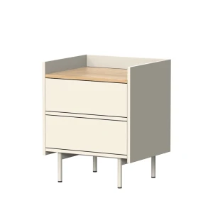 Sengebord Velina Creme 48 x 58 cm med 2 skuffer Vicco