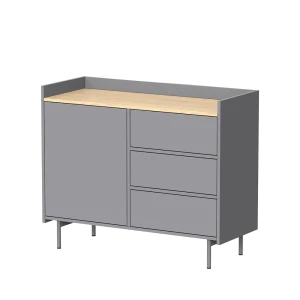 Sidebord Velina Grå 100 x 82 cm med 3 skuffer og 1 låge Vicco