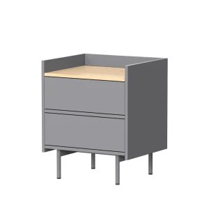 Sengebord Velina Grå 48 x 58 cm med 2 skuffer Vicco