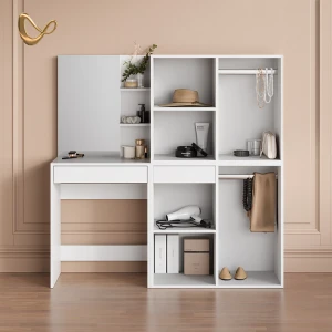 Schminktisch Nola Weiß 140 cm mit Schränken livinity®