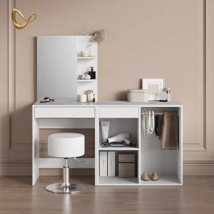 Schminktisch Nola Weiß 140 cm mit Hocker livinity®
