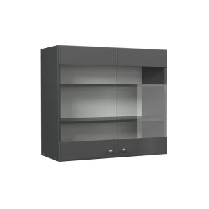 Køkkenskab med glas Fame-Line Anthrazit-Gold Landhaus 80 cm Vicco