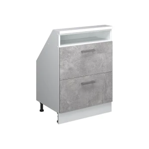Meuble de rangement sous pente Rion Béton/blanc avec 2 tiroirs Vicco