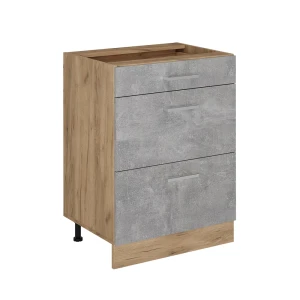 Küchenunterschrank R-Line Beton 60 cm mit Schubladen, ohne Arbeitsplatte Vicco