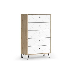 Sidebord Nizza Håndværker egetræ 80.2 x 127.4 cm med 5 skuffer Vicco