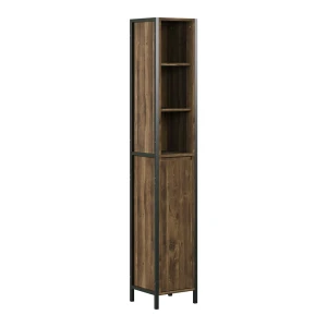Badeværelsesskab Naola Eg/sort 30 x 167.5 cm med 3 åbne og 3 lukkede rum Vicco