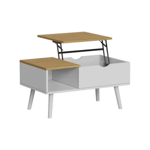 tavolino soggiorno Stora Bianco/quercia 76 x 45 cm con funzione di sollevamento Vicco