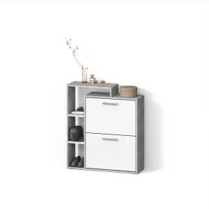 Schuhkipper Ortello Weiß/Beton 24.5 x 90 cm livinity®