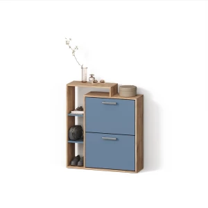 Schuhkipper Ortello Goldkraft Eiche/Blau 80 x 90 cm livinity®
