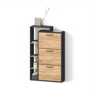 Schuhkipper Ortello Goldkraft Eiche/Anthrazit 80 x 128.3 cm mit 3 Fächern livinity®