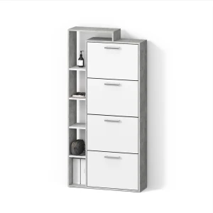 Schuhkipper Ortello Weiß/Beton 80 x 166.1 cm mit 4 Fächern livinity®