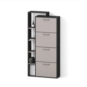 Schuhkipper Ortello Anthrazit/Greige 80 x 166.1 cm mit 4 Fächern livinity®