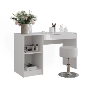 Schminktisch Sherry Weiß/Weiß Hochglanz 119.8 cm mit Hocker Vicco