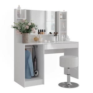 Makeupbord Sherry Hvid/hvid højglans 119.8 cm 5 dele Vicco