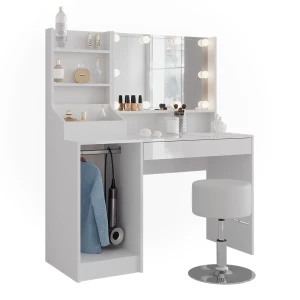 Makeupbord Sherry Hvid/hvid højglans 119.8 cm 5 dele Vicco