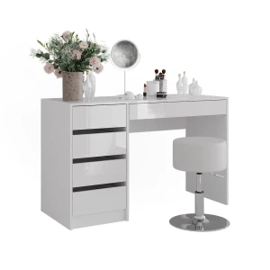 Schminktisch Sherry Weiß/Weiß Hochglanz 119.8 cm mit Hocker Vicco