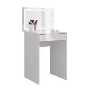 Makeupbord Sherry Hvid/hvid højglans 51.4 cm med LED-spejl Vicco