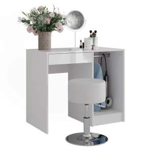 Schminktisch Sherry Weiß/Weiß Hochglanz 89.8 cm mit Hocker Vicco