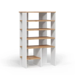 Skoskab Marlon Hvid/gylden eg 60 x 100 cm med 5 rum Vicco