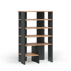 Skoskab Marlon Antracit/gylden eg 60 x 100 cm med 5 rum Vicco