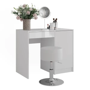 Schminktisch Sherry Weiß/Weiß Hochglanz 89.8 cm mit Hocker Vicco